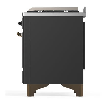 ILVE Majestic III 60" Graphite Matte Dual Fuel Range with 9 Burners and Griddle Solid Door Natural Gas