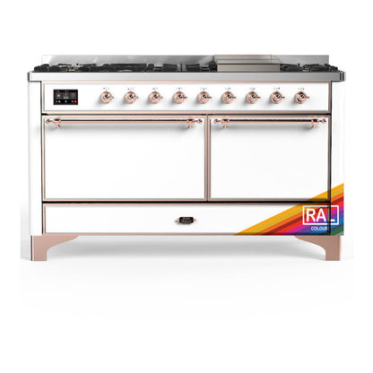 ILVE Majestic III 60" RAL Dual Fuel Range with 9 Burners and Griddle Solid Door Liquid Propane