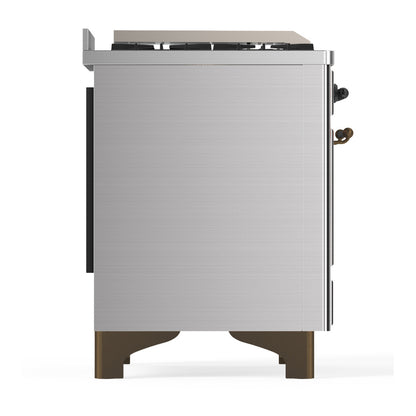 ILVE Majestic III 60" Stainless Steel Dual Fuel Range with 9 Burners and Griddle Solid Door Liquid Propane
