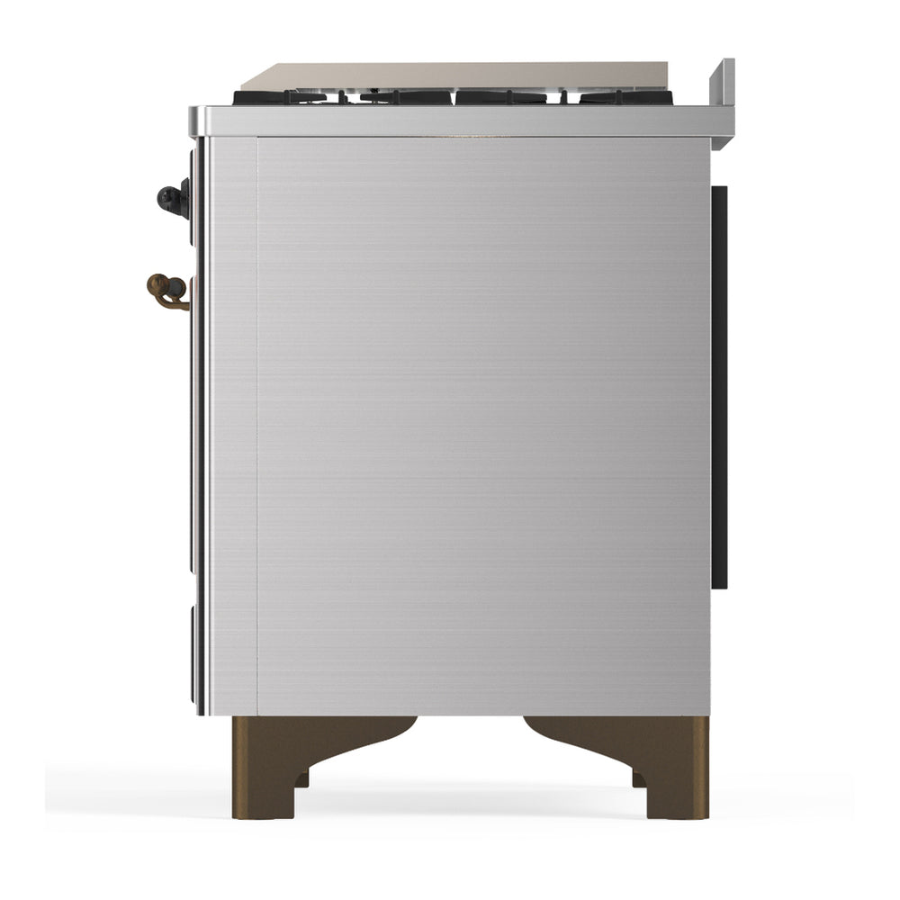 ILVE Majestic III 60" Stainless Steel Dual Fuel Range with 9 Burners and Griddle Solid Door Natural Gas