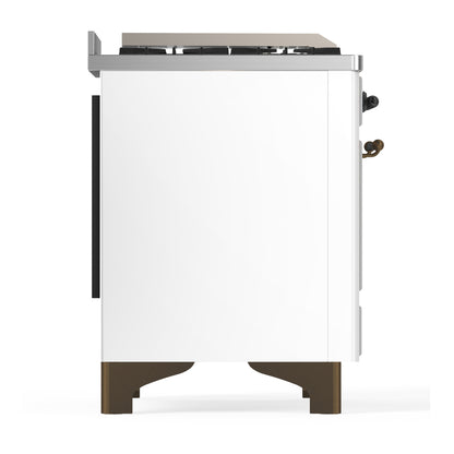ILVE Majestic III 60" White Dual Fuel Range with 9 Burners and Griddle Solid Door Liquid Propane