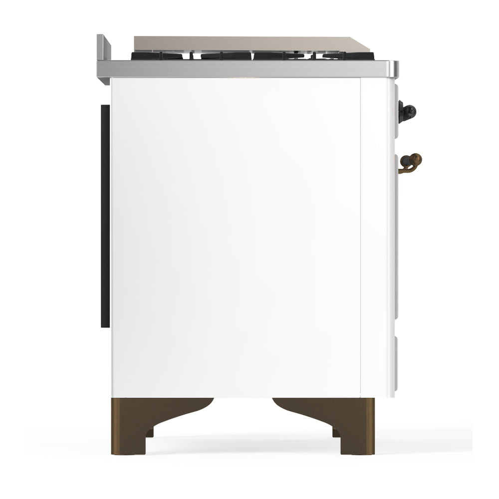 ILVE Majestic III 60" White Dual Fuel Range with 9 Burners and Griddle Solid Door Natural Gas