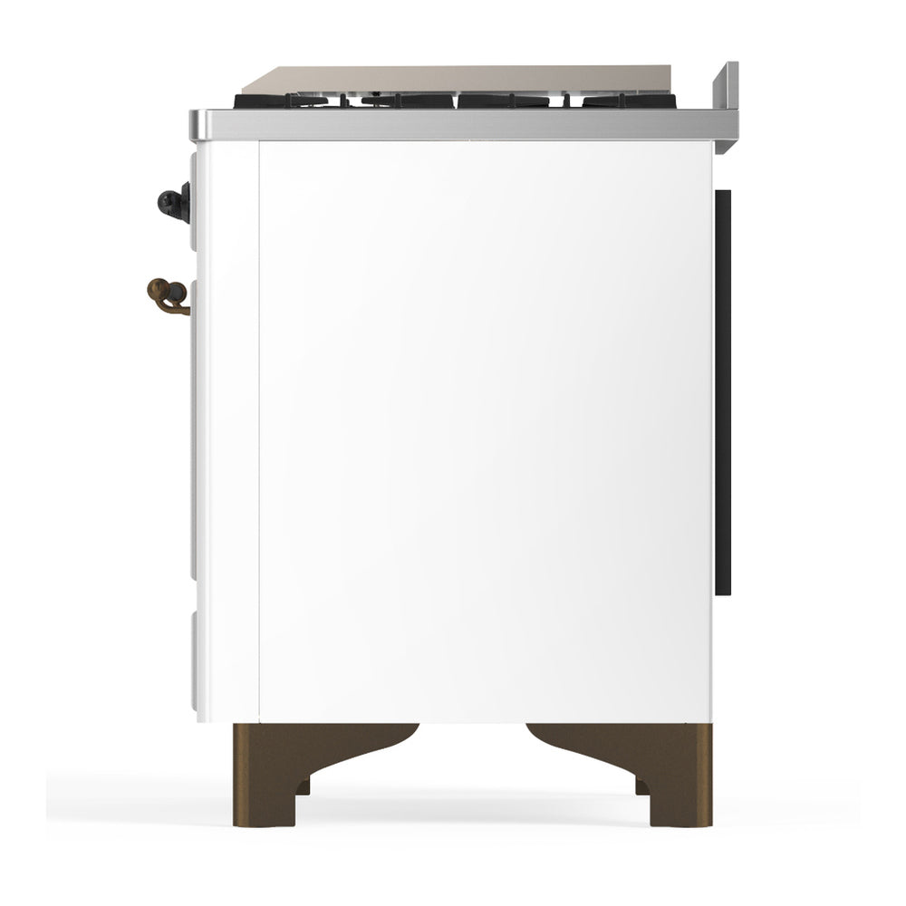 ILVE Majestic III 60" White Dual Fuel Range with 9 Burners and Griddle Solid Door Natural Gas