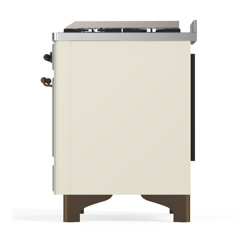 ILVE Majestic III 60" Antique White Dual Fuel Range with 7 Burners, Griddle and French Top Triple Glass Door Liquid Propane