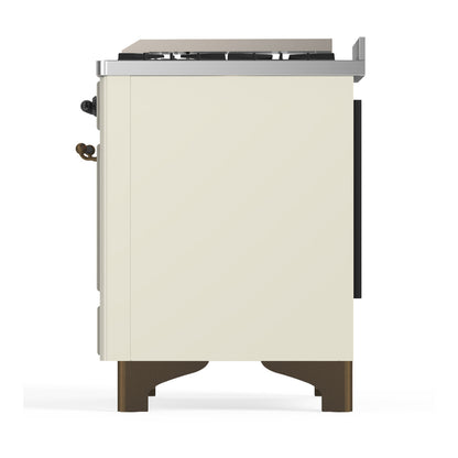 ILVE Majestic III 60" Antique White Dual Fuel Range with 7 Burners, Griddle and French Top Triple Glass Door Liquid Propane