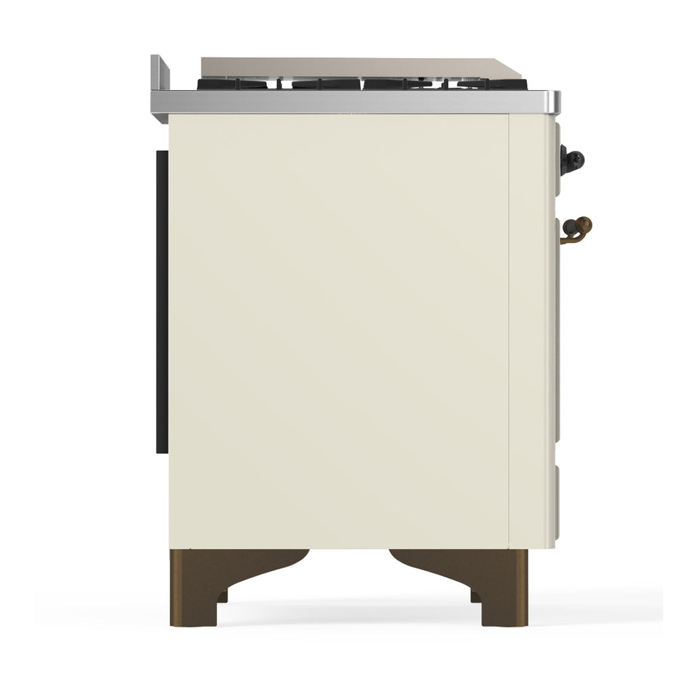 ILVE Majestic III 60" Antique White Dual Fuel Range with 7 Burners, Griddle and French Top Triple Glass Door Natural Gas
