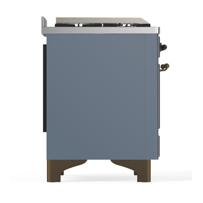 ILVE Majestic III 60" Blue Grey Dual Fuel Range with 7 Burners, Griddle and French Top Triple Glass Door Liquid Propane