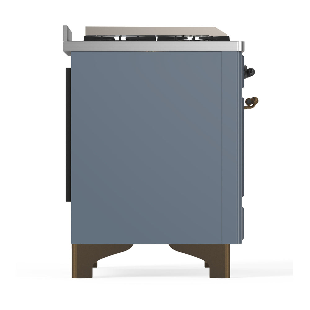 ILVE Majestic III 60" Blue Grey Dual Fuel Range with 7 Burners, Griddle and French Top Triple Glass Door Natural Gas