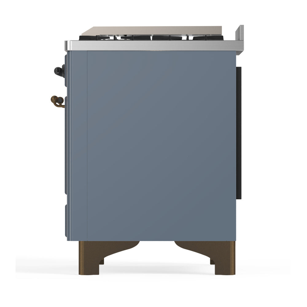 ILVE Majestic III 60" Blue Grey Dual Fuel Range with 7 Burners, Griddle and French Top Triple Glass Door Natural Gas