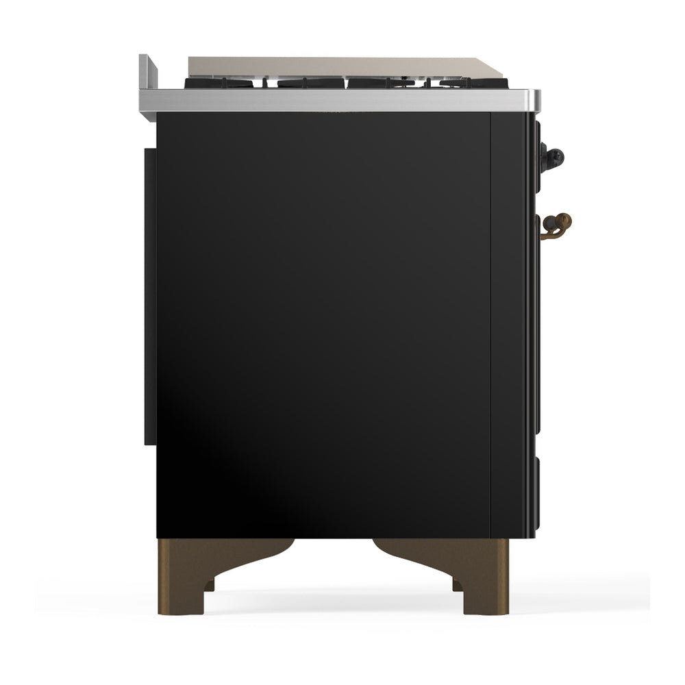 ILVE Majestic III 60" Glossy Black Dual Fuel Range with 7 Burners, Griddle and French Top Triple Glass Door Liquid Propane