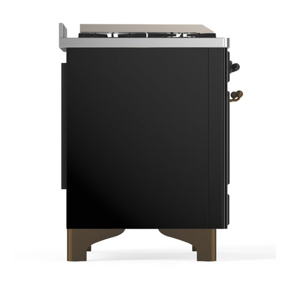 ILVE Majestic III 60" Glossy Black Dual Fuel Range with 7 Burners, Griddle and French Top Triple Glass Door Liquid Propane