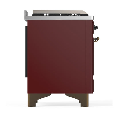 ILVE Majestic III 60" Burgundy Dual Fuel Range with 7 Burners, Griddle and French Top Triple Glass Door Liquid Propane