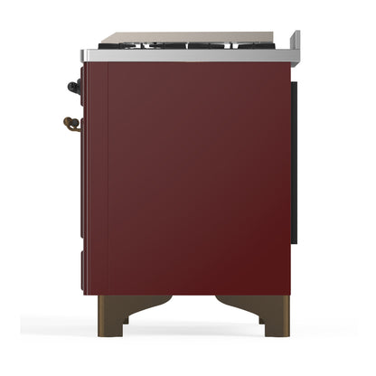 ILVE Majestic III 60" Burgundy Dual Fuel Range with 7 Burners, Griddle and French Top Triple Glass Door Liquid Propane