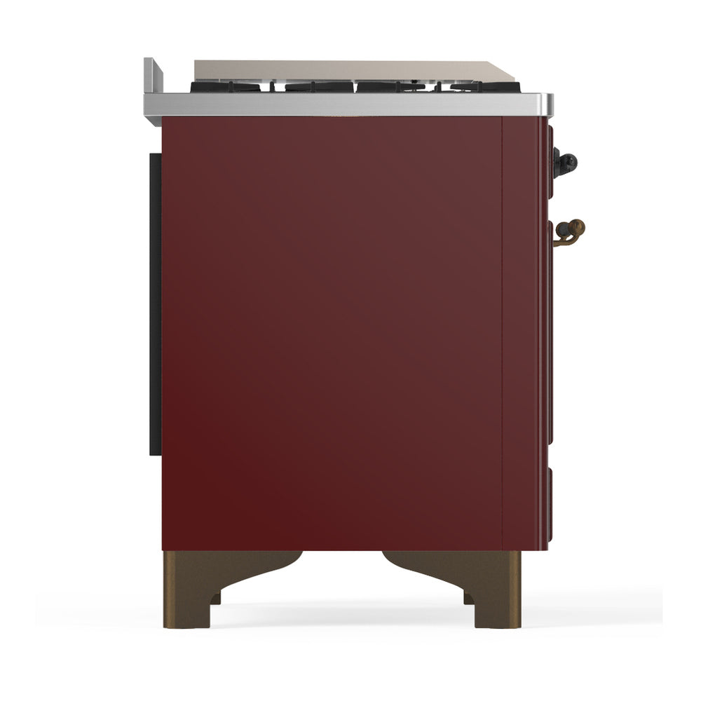 ILVE Majestic III 60" Burgundy Dual Fuel Range with 7 Burners, Griddle and French Top Triple Glass Door Natural Gas