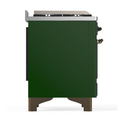 ILVE Majestic III 60" Emerald Green Dual Fuel Range with 7 Burners, Griddle and French Top Triple Glass Door Liquid Propane