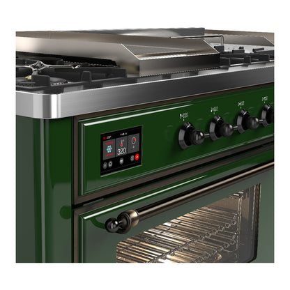 ILVE Majestic III 60" Emerald Green Dual Fuel Range with 7 Burners, Griddle and French Top Triple Glass Door Natural Gas