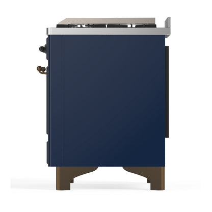 ILVE Majestic III 60" Midnight Blue Dual Fuel Range with 7 Burners, Griddle and French Top Triple Glass Door Liquid Propane