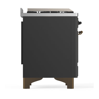 ILVE Majestic III 60" Graphite Matte Dual Fuel Range with 7 Burners, Griddle and French Top Triple Glass Door Liquid Propane