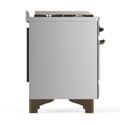 ILVE Majestic III 60" Stainless Steel Dual Fuel Range with 7 Burners, Griddle and French Top Triple Glass Door Liquid Propane