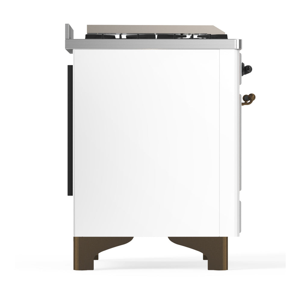 ILVE Majestic III 60" White Dual Fuel Range with 7 Burners, Griddle and French Top Triple Glass Door Natural Gas
