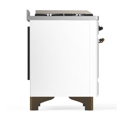 ILVE Majestic III 60" White Dual Fuel Range with 7 Burners, Griddle and French Top Triple Glass Door Natural Gas
