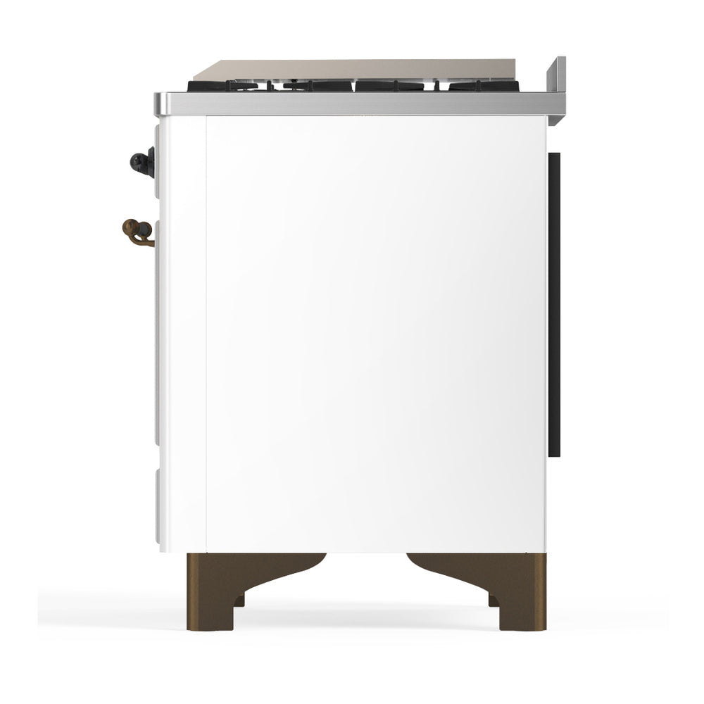 ILVE Majestic III 60" White Dual Fuel Range with 7 Burners, Griddle and French Top Triple Glass Door Natural Gas