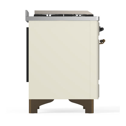 ILVE Majestic III 60" Antique White Dual Fuel Range with 7 Burners, Griddle and French Top Solid Door Natural Gas
