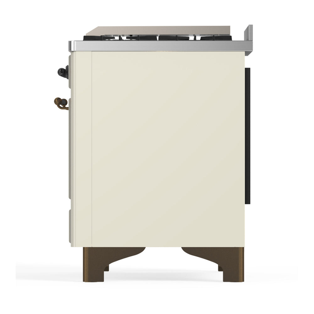 ILVE Majestic III 60" Antique White Dual Fuel Range with 7 Burners, Griddle and French Top Solid Door Natural Gas