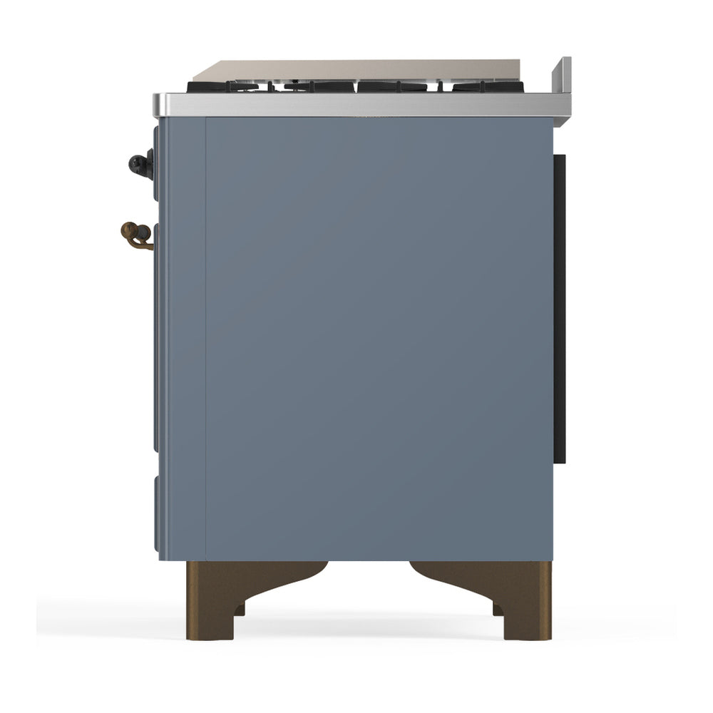 ILVE Majestic III 60" Blue Grey Dual Fuel Range with 7 Burners, Griddle and French Top Solid Door Liquid Propane