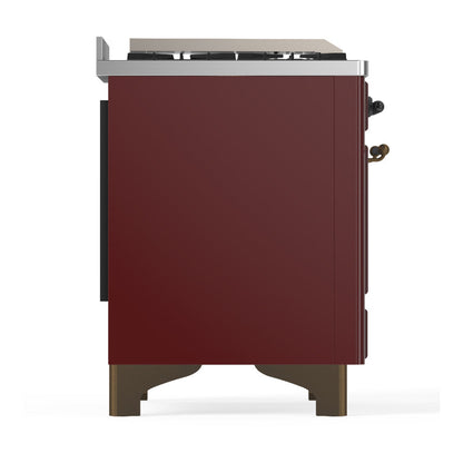 ILVE Majestic III 60" Burgundy Dual Fuel Range with 7 Burners, Griddle and French Top Solid Door Liquid Propane