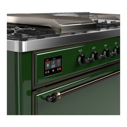 ILVE Majestic III 60" Emerald Green Dual Fuel Range with 7 Burners, Griddle and French Top Solid Door Liquid Propane