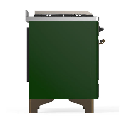 ILVE Majestic III 60" Emerald Green Dual Fuel Range with 7 Burners, Griddle and French Top Solid Door Liquid Propane