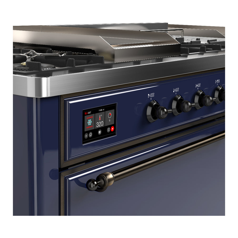 ILVE Majestic III 60" Midnight Blue Dual Fuel Range with 7 Burners, Griddle and French Top Solid Door Liquid Propane