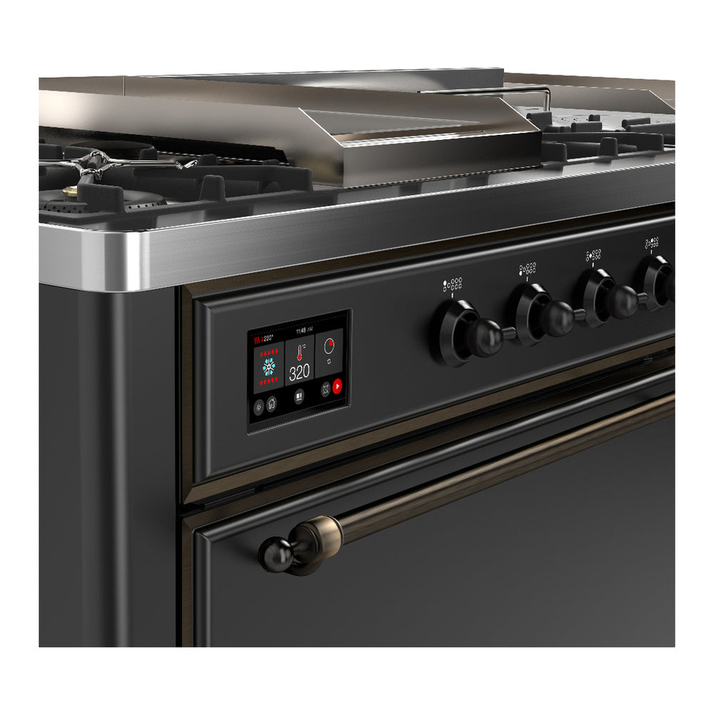 ILVE Majestic III 60" Graphite Matte Dual Fuel Range with 7 Burners, Griddle and French Top Solid Door Natural Gas