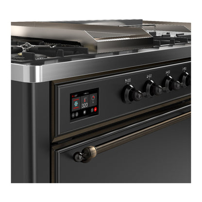 ILVE Majestic III 60" Graphite Matte Dual Fuel Range with 7 Burners, Griddle and French Top Solid Door Natural Gas