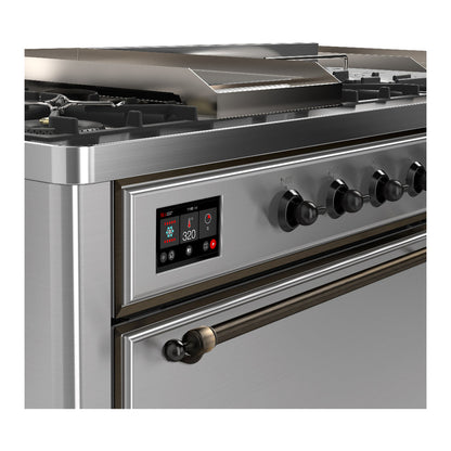 ILVE Majestic III 60" Stainless Steel Dual Fuel Range with 7 Burners, Griddle and French Top Solid Door Natural Gas