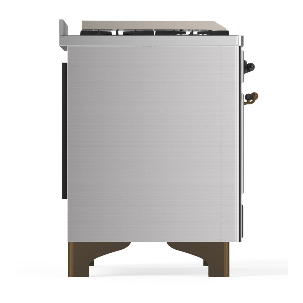 ILVE Majestic III 60" Stainless Steel Dual Fuel Range with 7 Burners, Griddle and French Top Solid Door Natural Gas