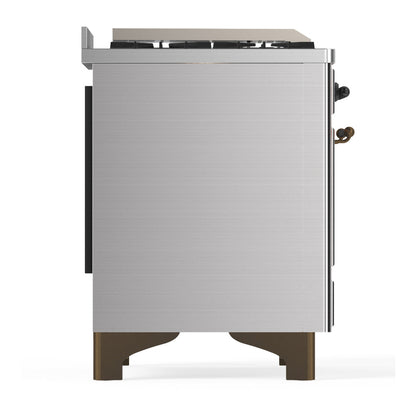 ILVE Majestic III 60" Stainless Steel Dual Fuel Range with 7 Burners, Griddle and French Top Solid Door Natural Gas
