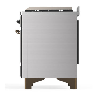 ILVE Majestic III 60" Stainless Steel Dual Fuel Range with 7 Burners, Griddle and French Top Solid Door Liquid Propane