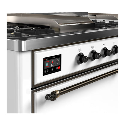 ILVE Majestic III 60" White Dual Fuel Range with 7 Burners, Griddle and French Top Solid Door Liquid Propane