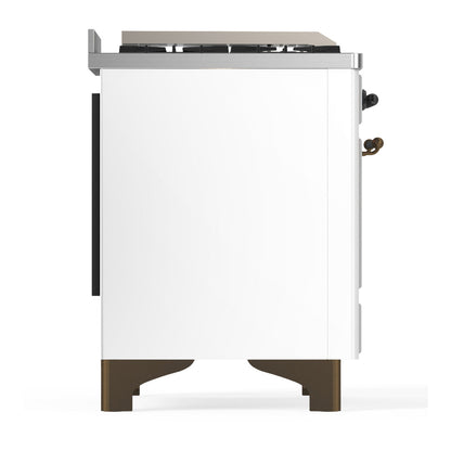 ILVE Majestic III 60" White Dual Fuel Range with 7 Burners, Griddle and French Top Solid Door Liquid Propane