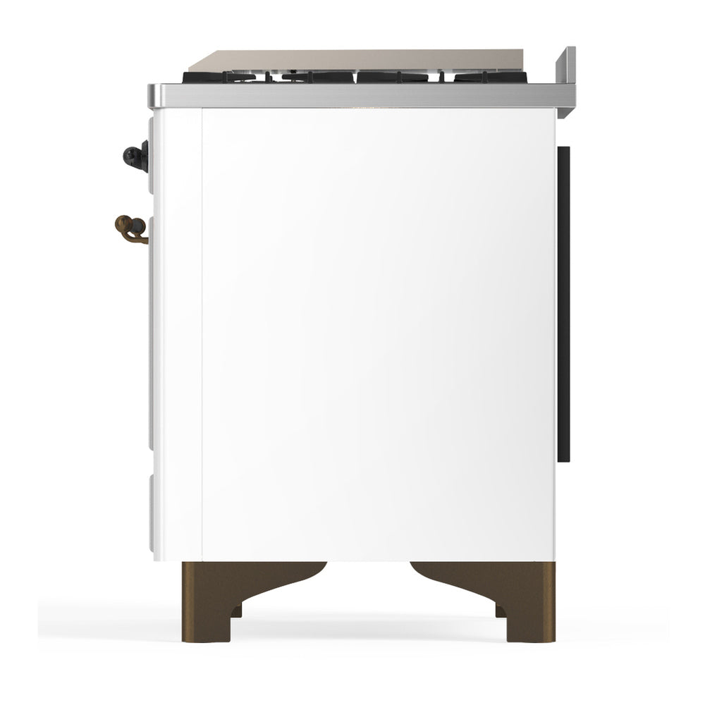 ILVE Majestic III 60" White Dual Fuel Range with 7 Burners, Griddle and French Top Solid Door Liquid Propane
