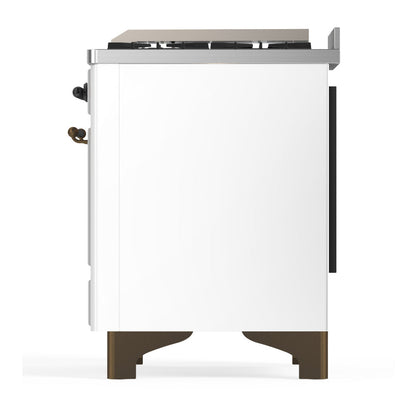 ILVE Majestic III 60" White Dual Fuel Range with 7 Burners, Griddle and French Top Solid Door Natural Gas
