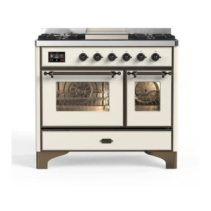 ILVE Majestic II 40 inch Triple Glass Door Natural Gas Dual Fuel Range Burnished Antique White