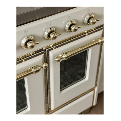 ILVE Majestic II 40 inch Triple Glass Door Natural Gas Dual Fuel Range Brass Antique White
