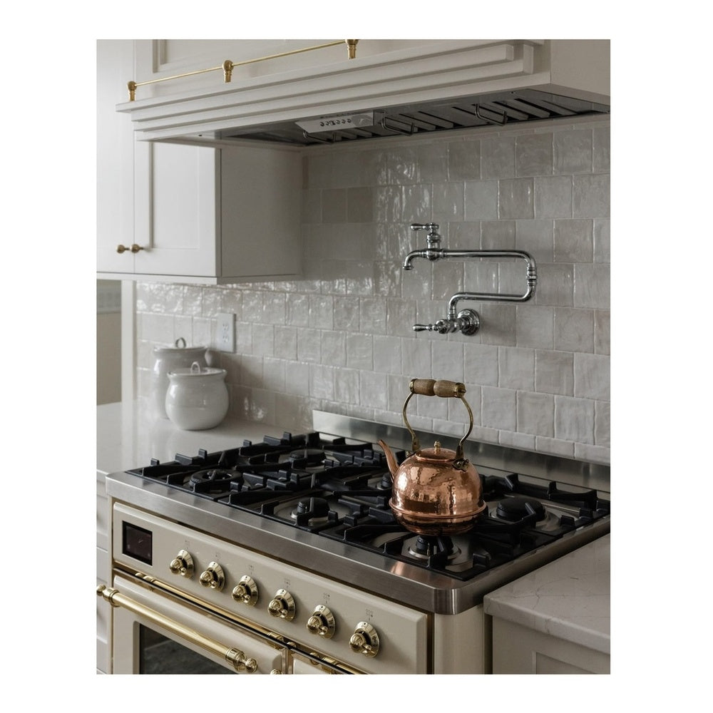 ILVE Majestic II 40 inch Triple Glass Door Natural Gas Dual Fuel Range Brass Antique White