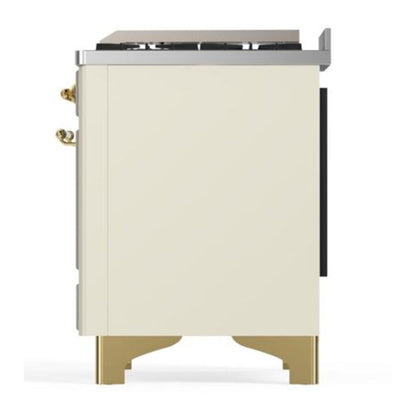 ILVE Majestic II 40 inch Triple Glass Door Natural Gas Dual Fuel Range Brass Antique White