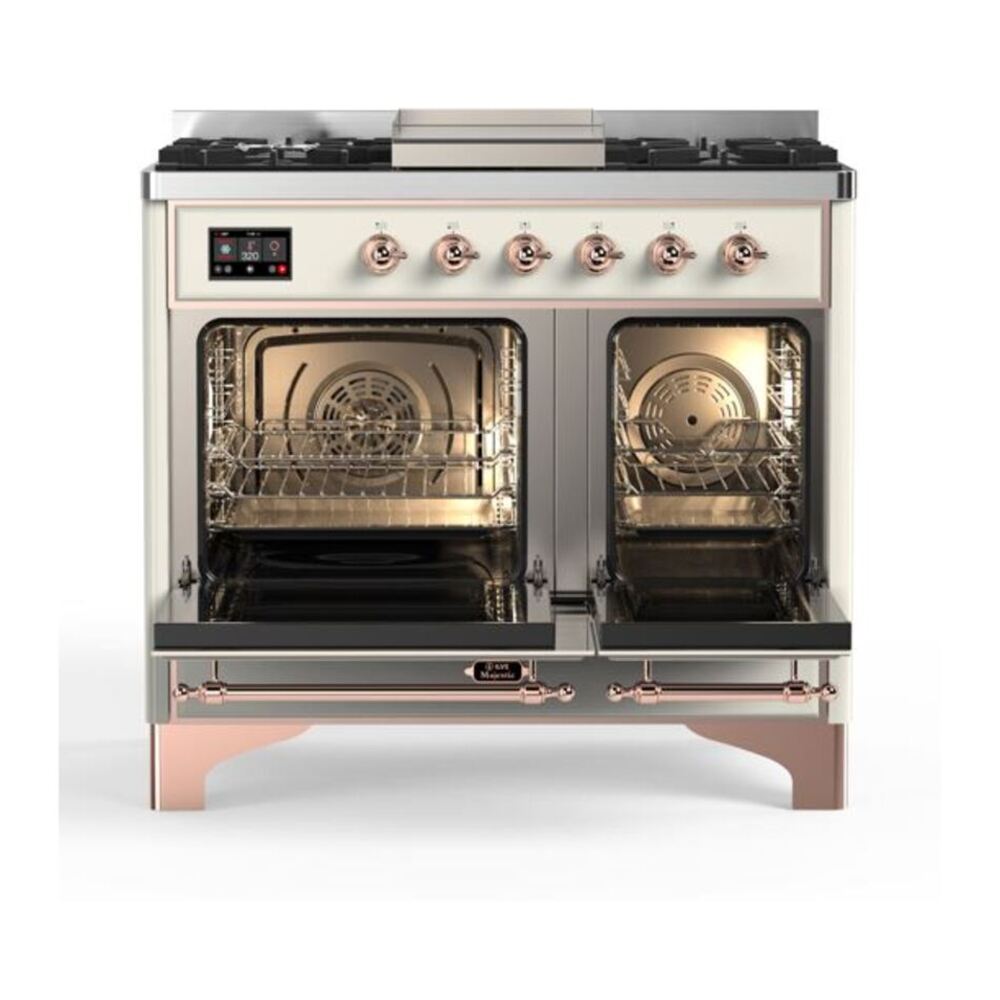 ILVE Majestic II 40 inch Triple Glass Door Natural Gas Dual Fuel Range Copper Antique White