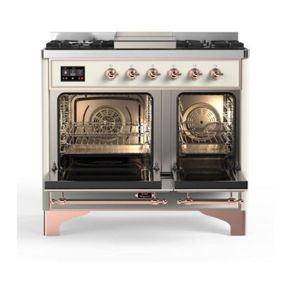 ILVE Majestic II 40 inch Triple Glass Door Natural Gas Dual Fuel Range Copper Antique White