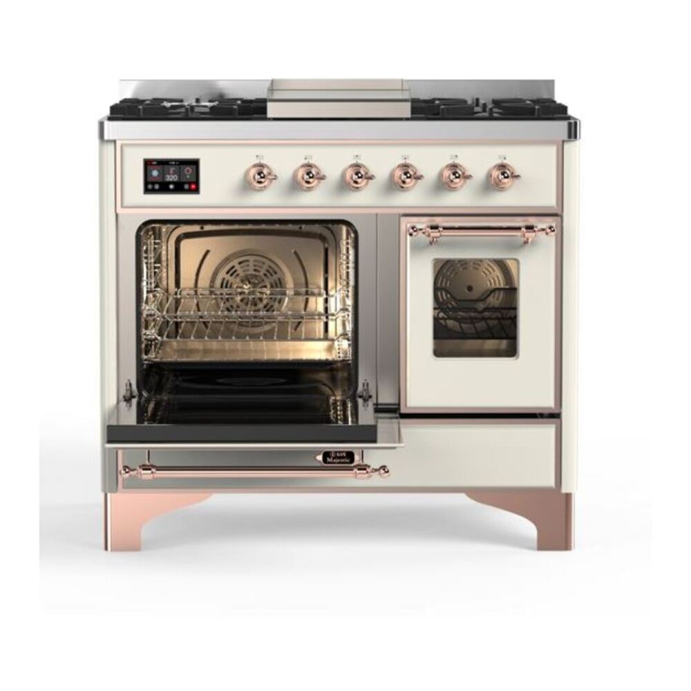 ILVE Majestic II 40 inch Triple Glass Door Natural Gas Dual Fuel Range Copper Antique White